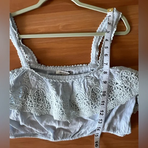 American Eagle Outfitters Light Blue Lace Tank Top Size S - Picture 4 of 11